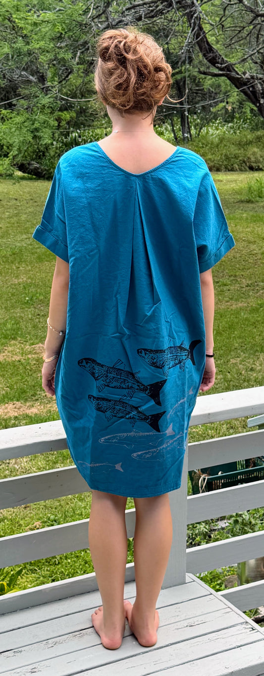 Women's Teal Blue Kimono Dress