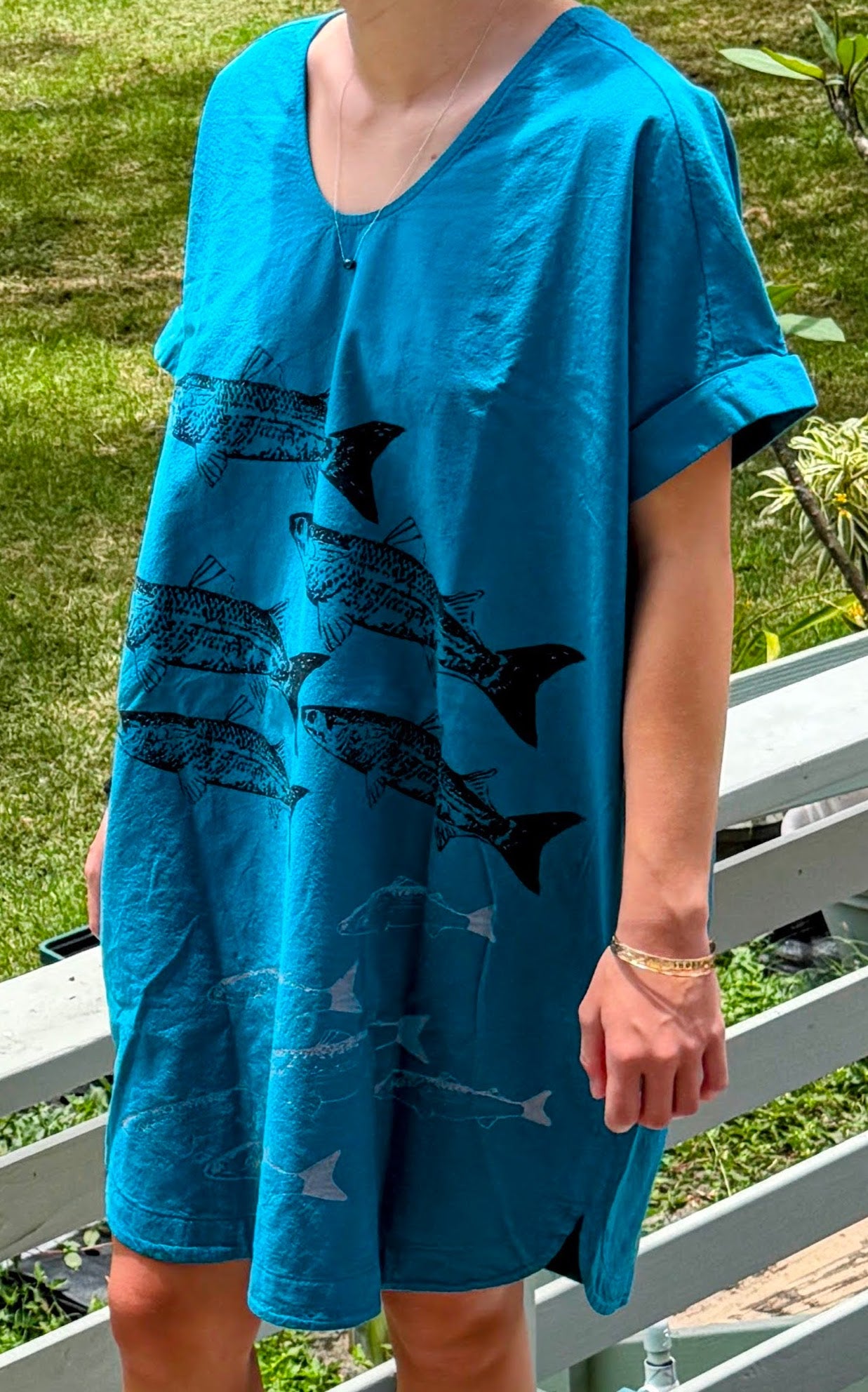 Women's Teal Blue Kimono Dress